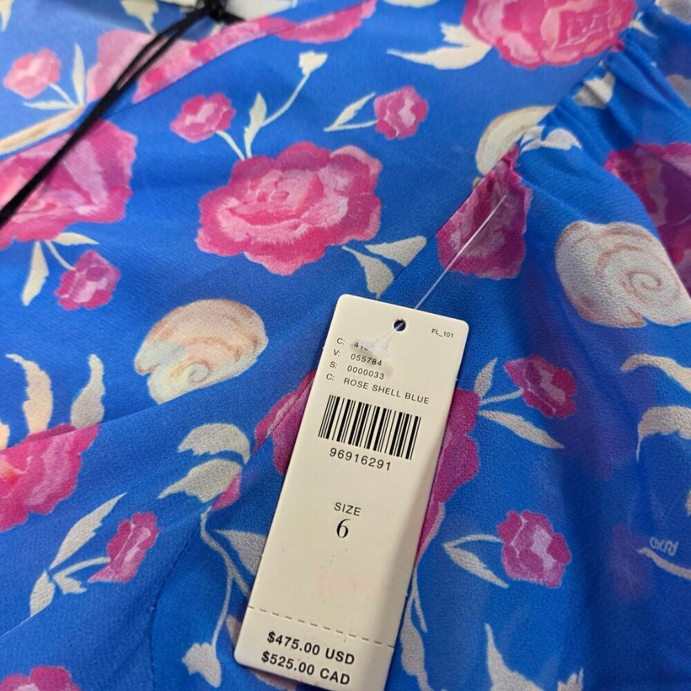RIXO Evie Silk Maxi Dress, Flutter Sleeve, Tie Back, 100% Silk, Floral, Size 2 - Picture 2 of 11